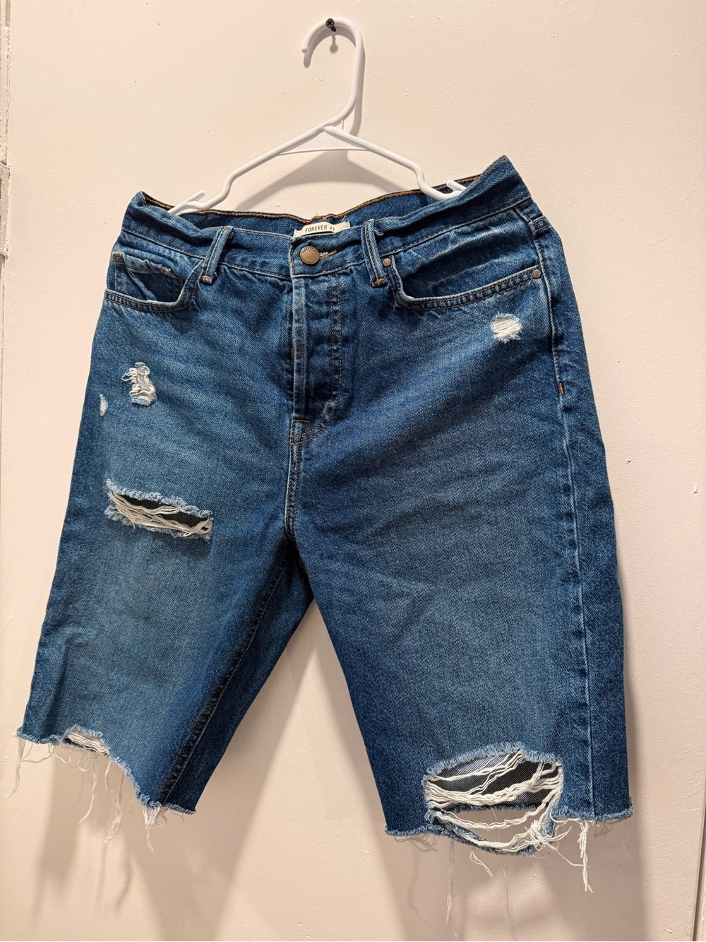 Forever 21 Blue Denim Jeans with Orange Contrast Stitching